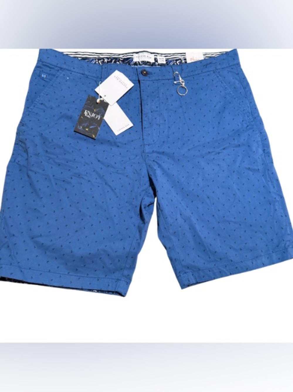 Cactus Man NWT Power Stretch Cotton Blue Print Preppy Shorts Size 38 Golf Resort